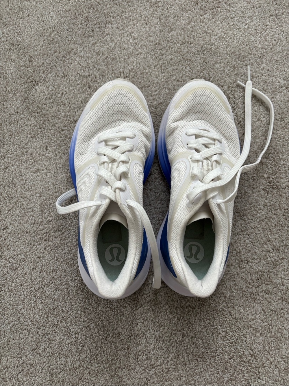 lululemon athletica Women White and Blue Running Sneakers